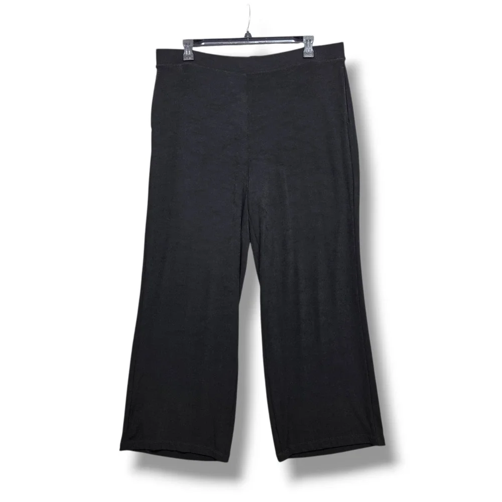 Chicos Travelers Wide Leg Pocket Pants Womens XL Black High Rise
